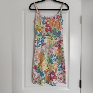 Old Navy Fit & Flare Cami Mini Dress Linen Blend Pink/Orange Floral XS Tall